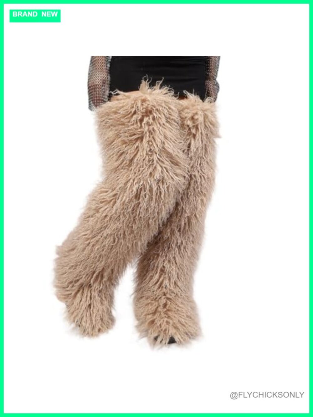 Faux Fur Over the Knee Thigh High Flat Boots